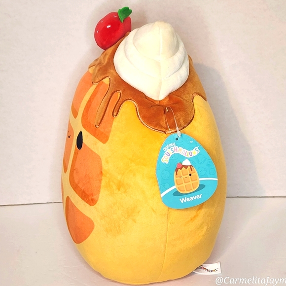 WEAVER 🧇 Waffle w Strawberry Maple Syrup & Whipped Cream Original Squishmallow - Picture 4 of 8